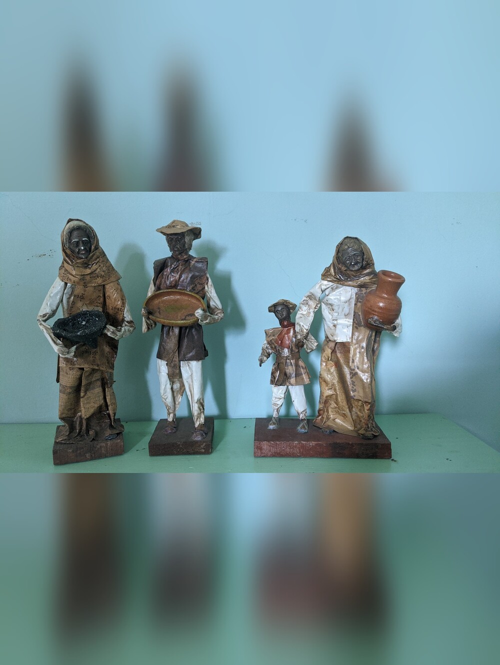 Vintage Handcrafted Paper Mache Mexican Folk Art Statues